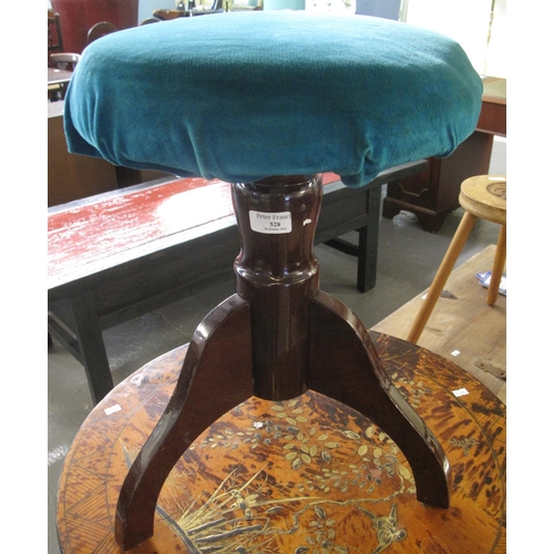 528 - Modern mahogany finish adjustable piano stool.  (B.P. 21% + VAT)