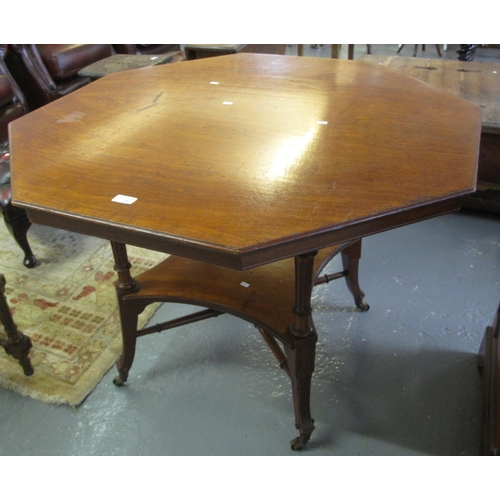 534 - Unusually large Edwardian Oak octagonal centre table, the top veneered in pollard oak, with under ti... 