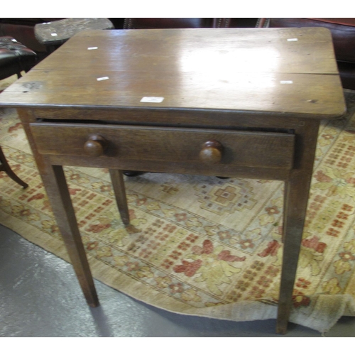 541 - 19th century oak single drawer side table on square tapering legs.   (B.P. 21% + VAT)