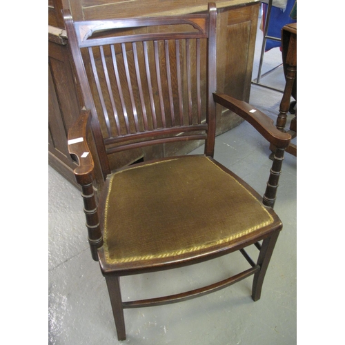 546 - Edwardian inlaid open arm bedroom chair.  (B.P. 21% + VAT)