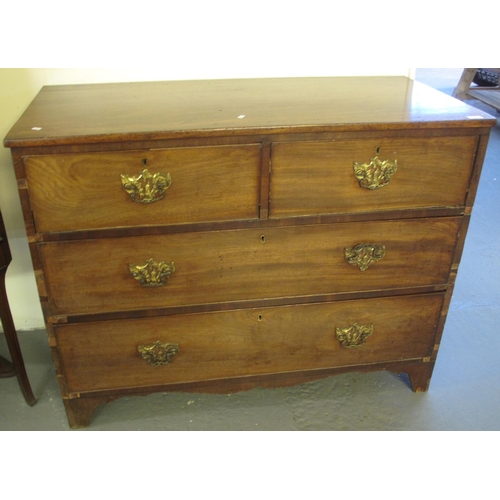 553 - 19th century mahogany straight front chest of two short and two long drawers on bracket feet.  (B.P.... 