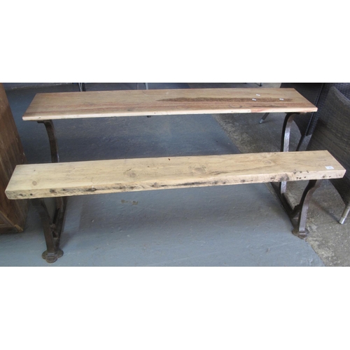 557 - Early 20th century child's double desk/bench with cast iron frame.  (B.P. 21% + VAT)