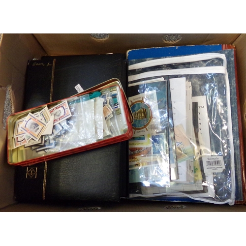 64 - Box with all world collection of stamps, in albums, stockbooks, old approval books and tin.  100s of... 