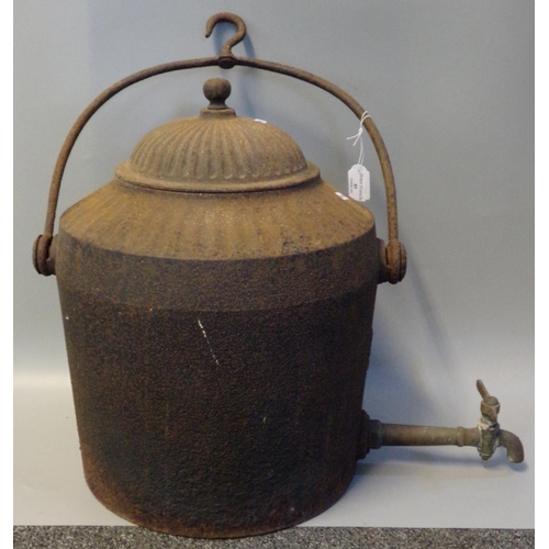 85 - Victorian cast iron lidded samovar with swing handle. 
(B.P. 21% + VAT)