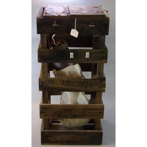 91 - Royal Navy Second World War military CV12 valve in original canvas bag and shipping crate. 
(B.P. 21... 