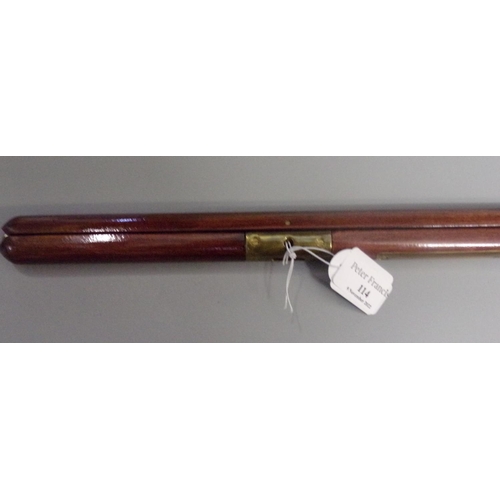 114 - Mahogany and brass pacing stick.  (B.P. 21% + VAT)