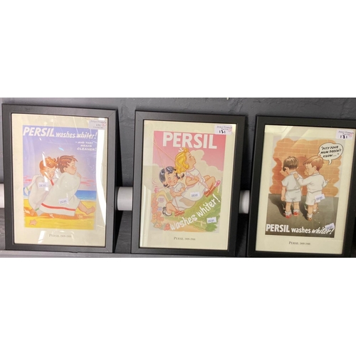 131 - A group of reproduction 'Persil' advertising miniatures from posters, 'Persil Washes Whiter', colour... 