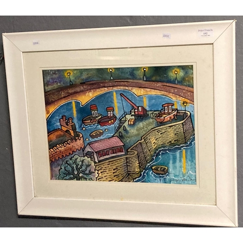 152 - Dorian Spencer Davies (Contemporary Welsh), 'Harbour Lights, Tenby No. 2', signed, watercolours.  30... 