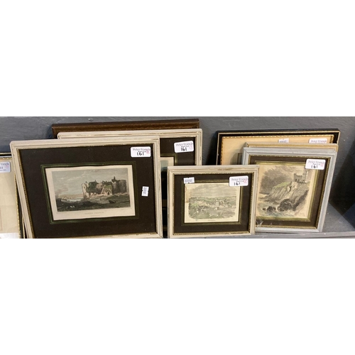 161 - A group of 19th century framed topographical engravings all of Welsh interest, various.  Framed.  (8... 