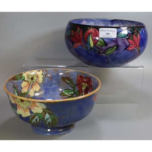 185 - Royal Doulton pedestal floral fruit bowl together with another multicoloured painted floral and foli... 