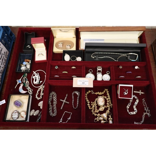 205 - Large collection of silver and other items, to include: pocket watches, silver watches, silver rings... 