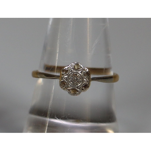 239 - Edwardian 18ct gold platinum set dress ring with diamond chips.  1.8g approx.  Ring size P.  (B.P. 2... 