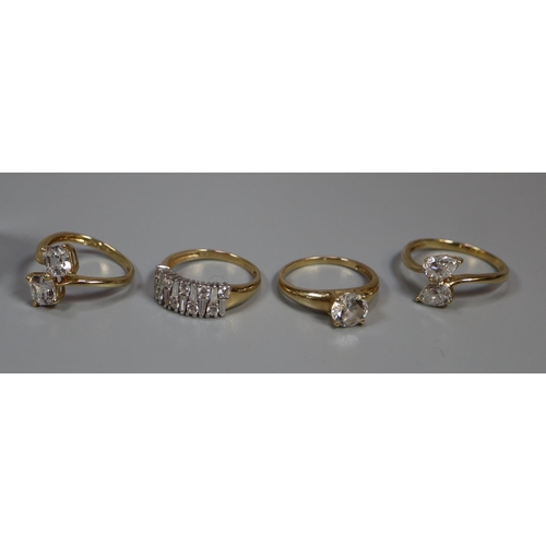 269 - Four 14ct gold stone set dress rings.  10g approx.  (B.P. 21% + VAT)