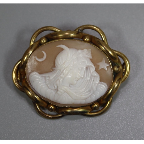 276 - Victorian shell cameo brooch set in a gilt metal frame.
(B.P. 21% + VAT)