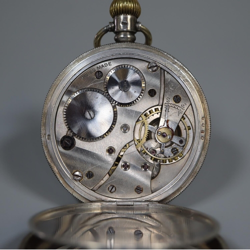 291 - Kays keyless lever silver 'Challenge' open faced pocket watch with Roman face and seconds dial.   (B... 