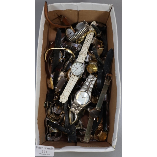 301 - Shoebox of assorted wristwatches, to include: Citron, Quest, Timex etc.   (B.P. 21% + VAT)