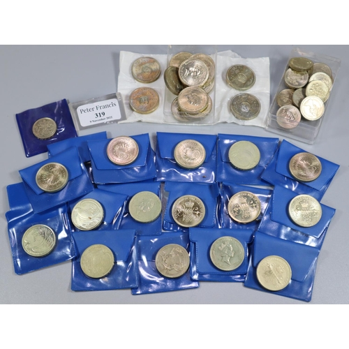 319 - Bag of coins, to include: mainly one and two pond coins.   (B.P. 21% + VAT)