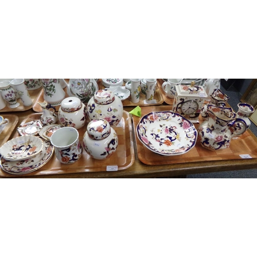 343 - Two trays of Mason's Ironstone 'Mandalay' design items to include: ginger jars and covers, trinket t... 