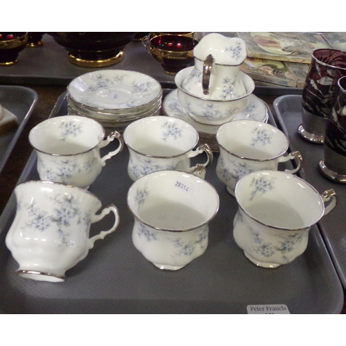 351 - Tray of Paragon 'Brides Choice' design teaware to include: teacups and saucers, milk jug, sugar bowl... 