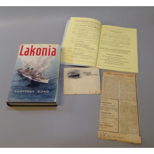 454 - First edition of 'Lakonia' by Geoffrey Bond 1966, Oldbourne Book Co Ltd, together with a Greek line ... 