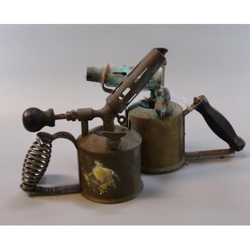 47 - Two similar vintage brass blowtorches, one marked 'Made in Sweden'. (2)
(B.P. 21% + VAT)