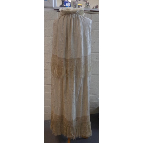 491 - Good quality probably Edwardian silk cape with embroidered and fringe detail (probably made out of p... 