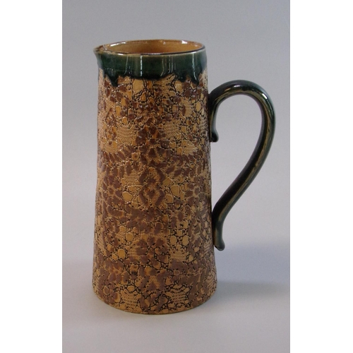 5 - Late 19th Century Doulton Burslem stoneware tapering single handled jug with mottled foliate decorat... 