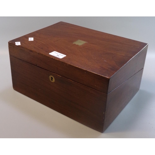 94 - 19th century mahogany writing slope of plain rectangular form.  (B.P. 21% + VAT)