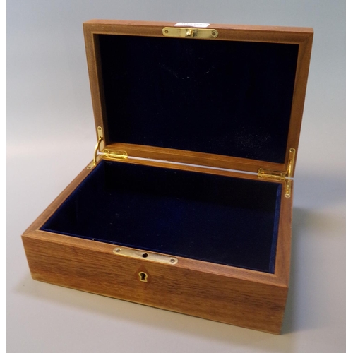 96 - Modern 'Linley' inlaid ladies jewellery box.  Probably burr yew and satinwood.  27x19x10cm approx.  ... 