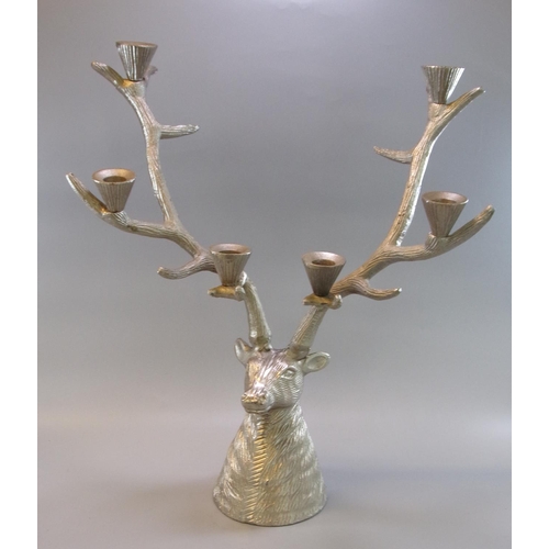 98 - Six point stag's head candelabra.  (B.P. 21% + VAT)