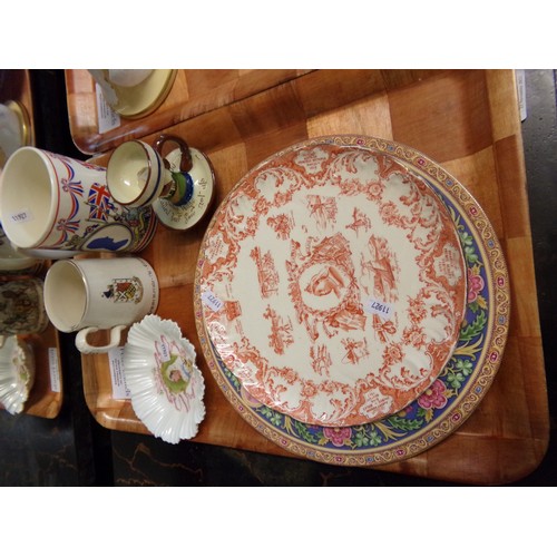 438 - Two boxes of assorted china: box of Royal Doulton collector's plates and a box with various items, J... 