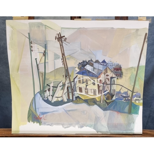 107 - John Edwards (Welsh 20th century), 'Railings and Horizons', signed dated '62.  Watercolours.  32x38c... 