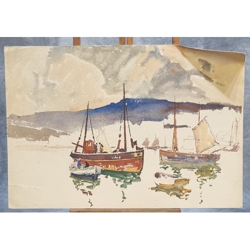 114 - Will Evans (Welsh 1888-1957), a group of coastal and harbour scenes including; Clovelly, watercolour... 