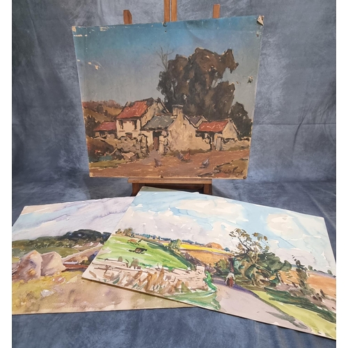 116 - Will Evans (Welsh 1888-1957), four watercolours, Welsh landscapes and farmsteads. Unframed. 43 x 56c... 
