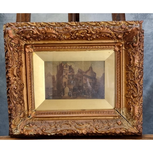 149 - 18th/19th century British School, street scenes with figures.  Oils on panel.  15x23cm approx.  A pa... 