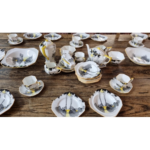 173 - Fifty eight piece Shelley 'Tall Trees' tea service, to include: cups, saucers, side plates, bowls, t... 