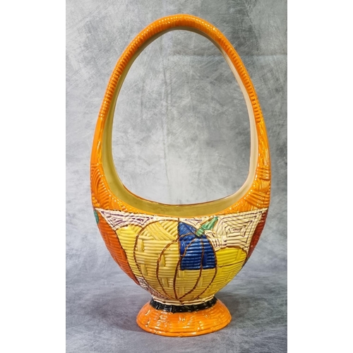 174 - Clarice Cliff pottery Fantasque Gaiety basket in melon design. 36cm high approx. Black printed marks... 