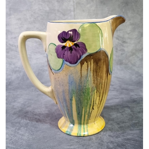 175 - Clarice Cliff 'Bizarre' range Newport Pottery pansies design single handled jug. 20.5cm high approx.... 