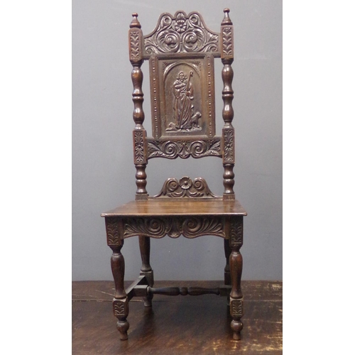 18 - 17th century style oak refectory table having framed two plank top over arcade frieze with baluster ... 