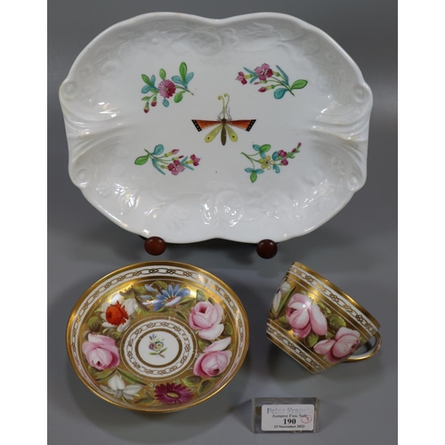 190 - 19th Century Swansea porcelain cabinet cup and saucer both on a gilded ground, hand painted with ros... 