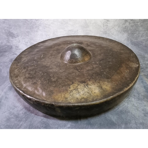 225 - Cast bronze 'Pimple' gong of plain form.   48cm diameter 8cm high approx.  (B.P. 21% + VAT)