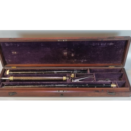 248 - Scarce 19th Century walking stick Air Cane, in its original fitted mahogany box, with pump and acces... 