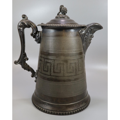 280 - 19th Century pewter presentation pitcher by 'William Worcester Lyman', presented to David Chadwick b... 