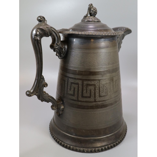 280 - 19th Century pewter presentation pitcher by 'William Worcester Lyman', presented to David Chadwick b... 