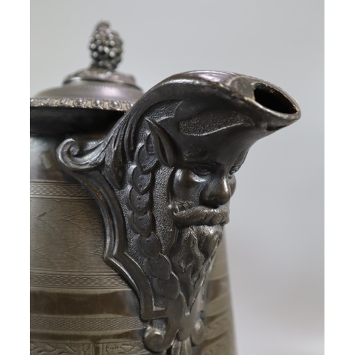 280 - 19th Century pewter presentation pitcher by 'William Worcester Lyman', presented to David Chadwick b... 