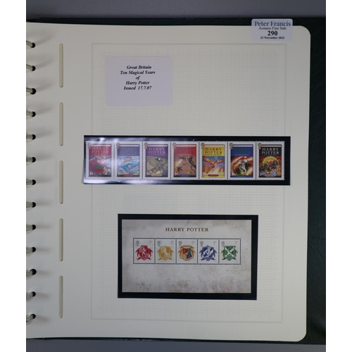 290 - Great Britain collection in boxed green album with u/m mint stamps and miniature sheets. 2005 to 200... 