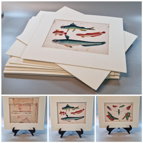 309 - Interesting collection of Chinese rice/pith paper watercolour studies, all in mounts depicting macab... 