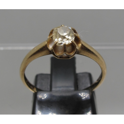 362 - 18ct gold oval old cut diamond solitaire ring.  Ring size N&1/2.  Approx weight 2.3 grams.
(B.P. 21%... 