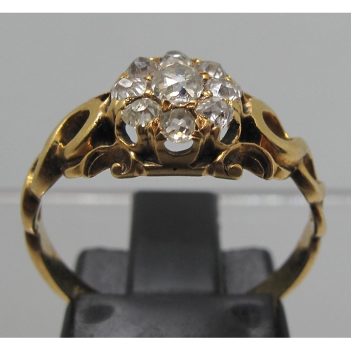 367 - Diamond cluster ring with openwork shoulders.  Ring size L&1/2.  Approx weight 2.5 grams.
(B.P. 21% ... 