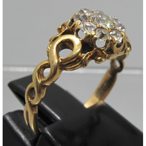 367 - Diamond cluster ring with openwork shoulders.  Ring size L&1/2.  Approx weight 2.5 grams.
(B.P. 21% ... 